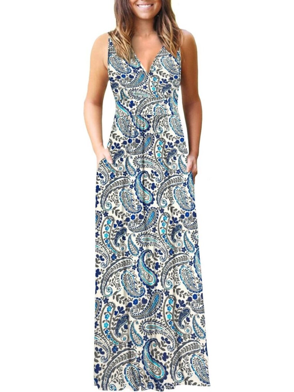 Summer Maxi Dress for Women | Casual Sleeveless V-Neck Wrap Style, Perfect for